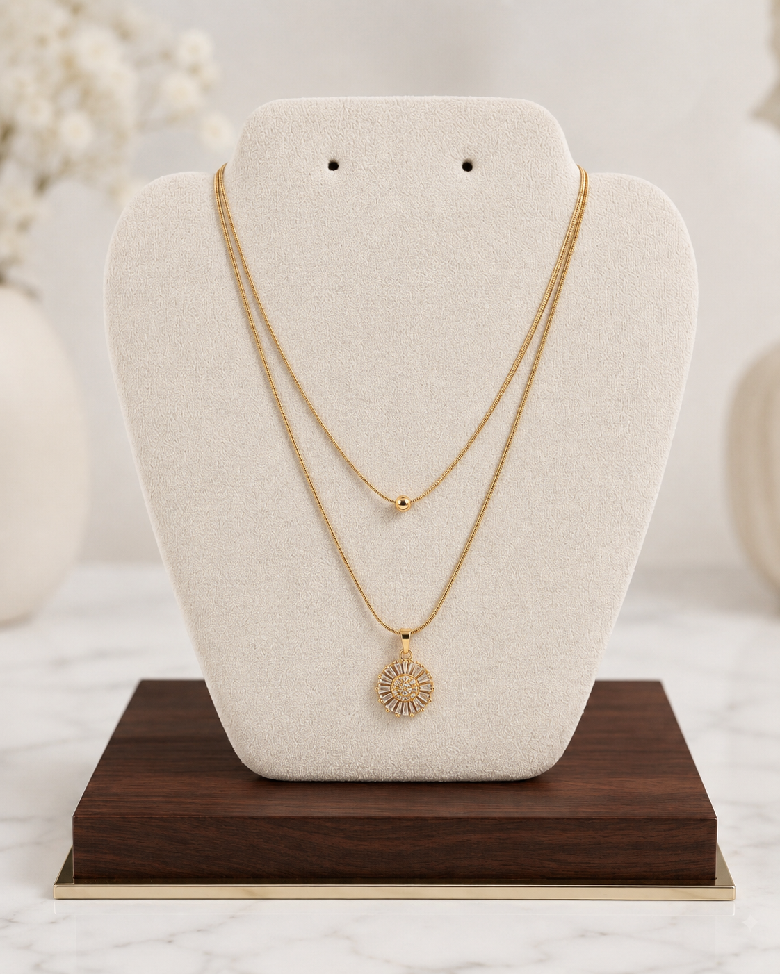 Golden Daisy Pendant Necklace