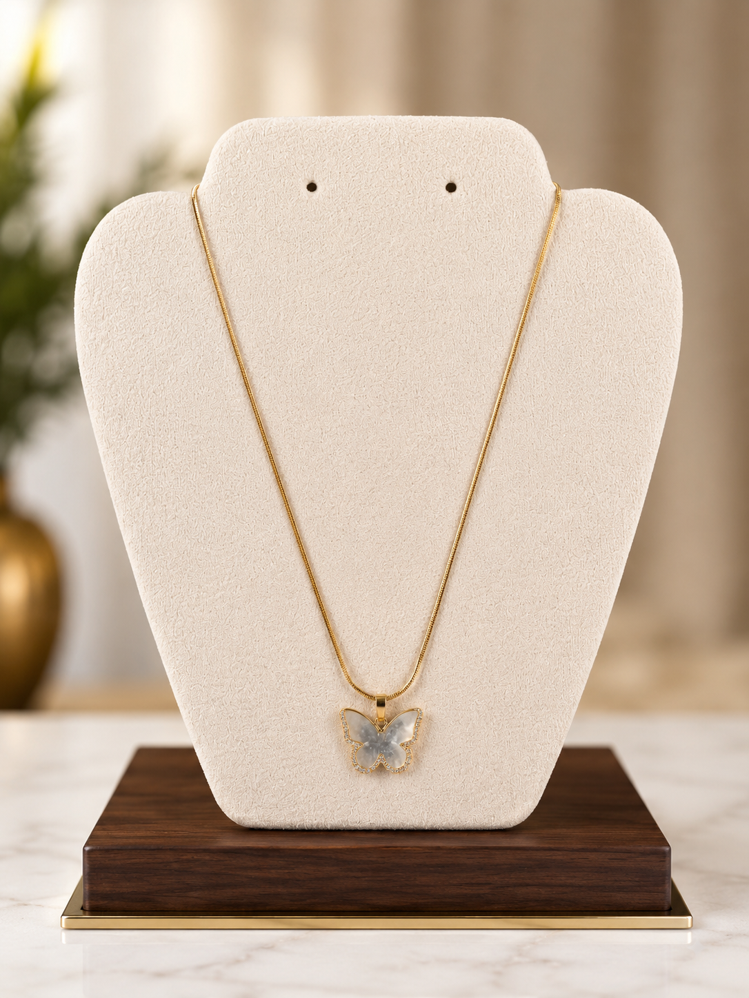 Golden Butterfly Pendant Necklace