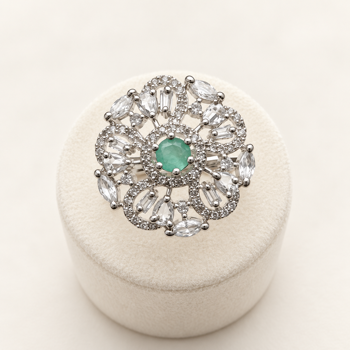 Aqua Bloom Statement Ring