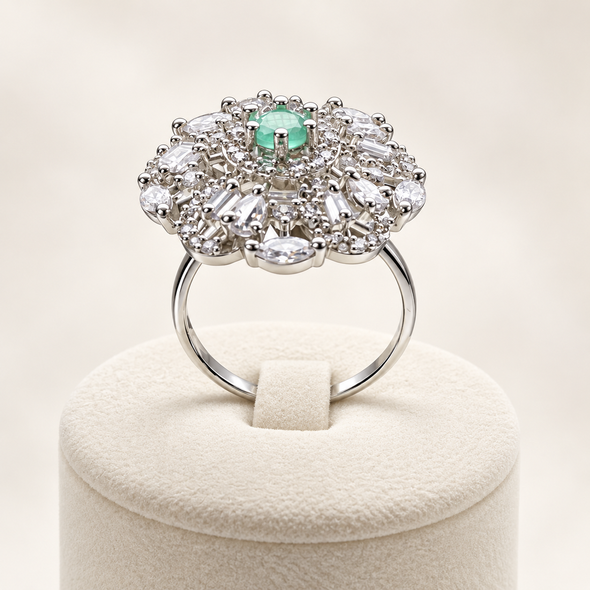 Aqua Bloom Statement Ring