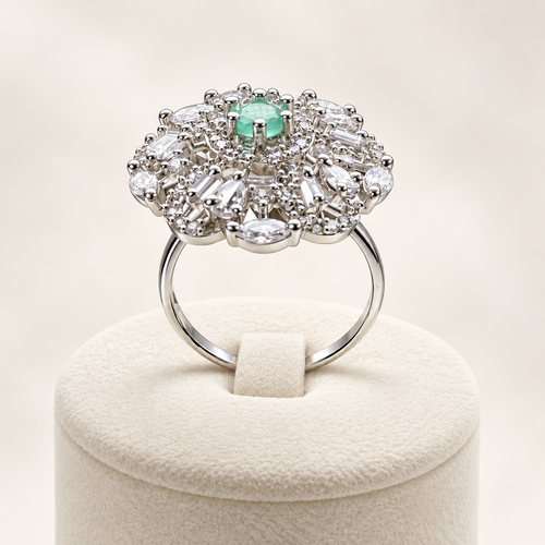 Aqua Bloom Statement Ring