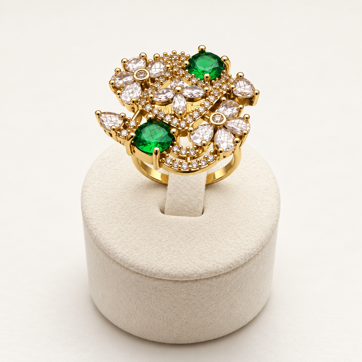 Emerald Bloom Statement Ring