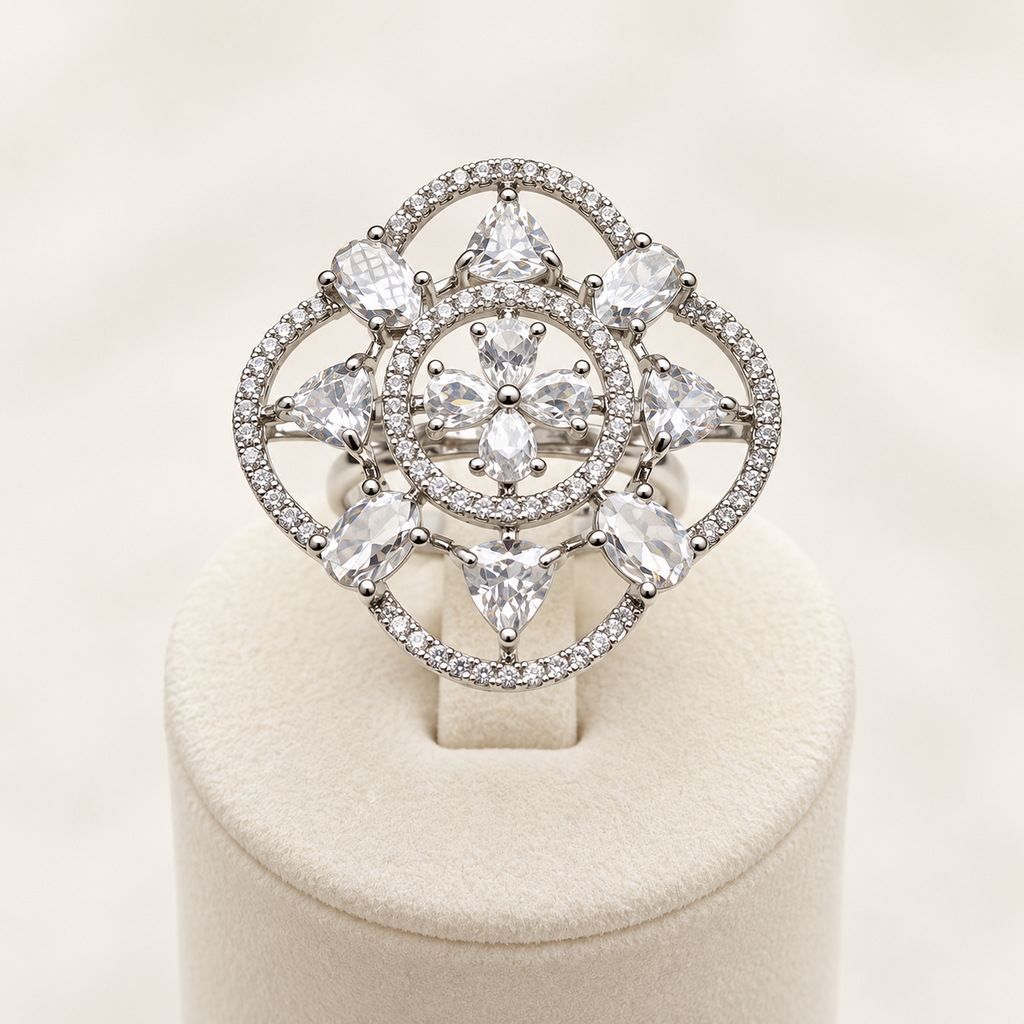 Crystal Bloom Statement Ring