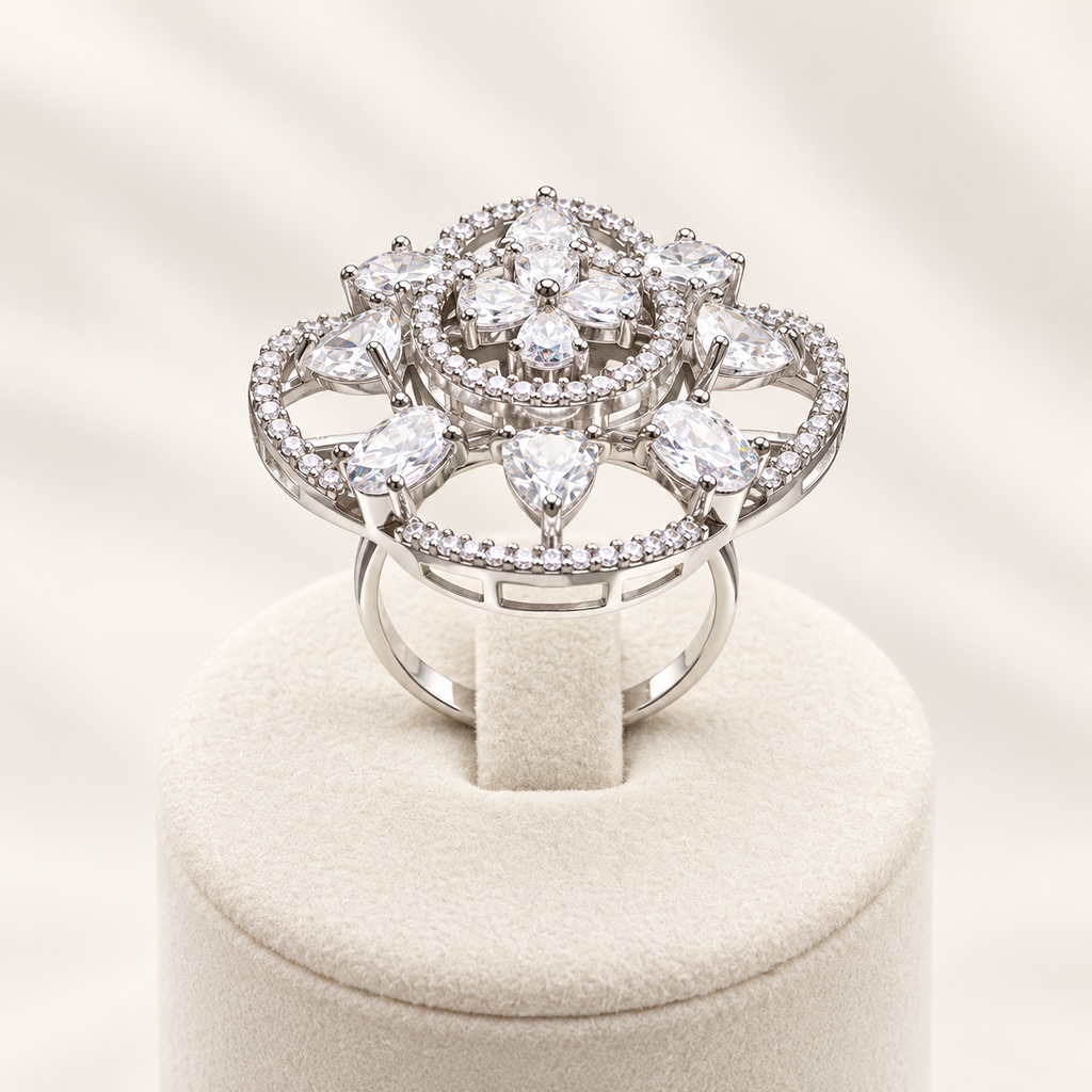 Crystal Bloom Statement Ring