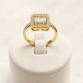 Golden Halo Crystal Ring