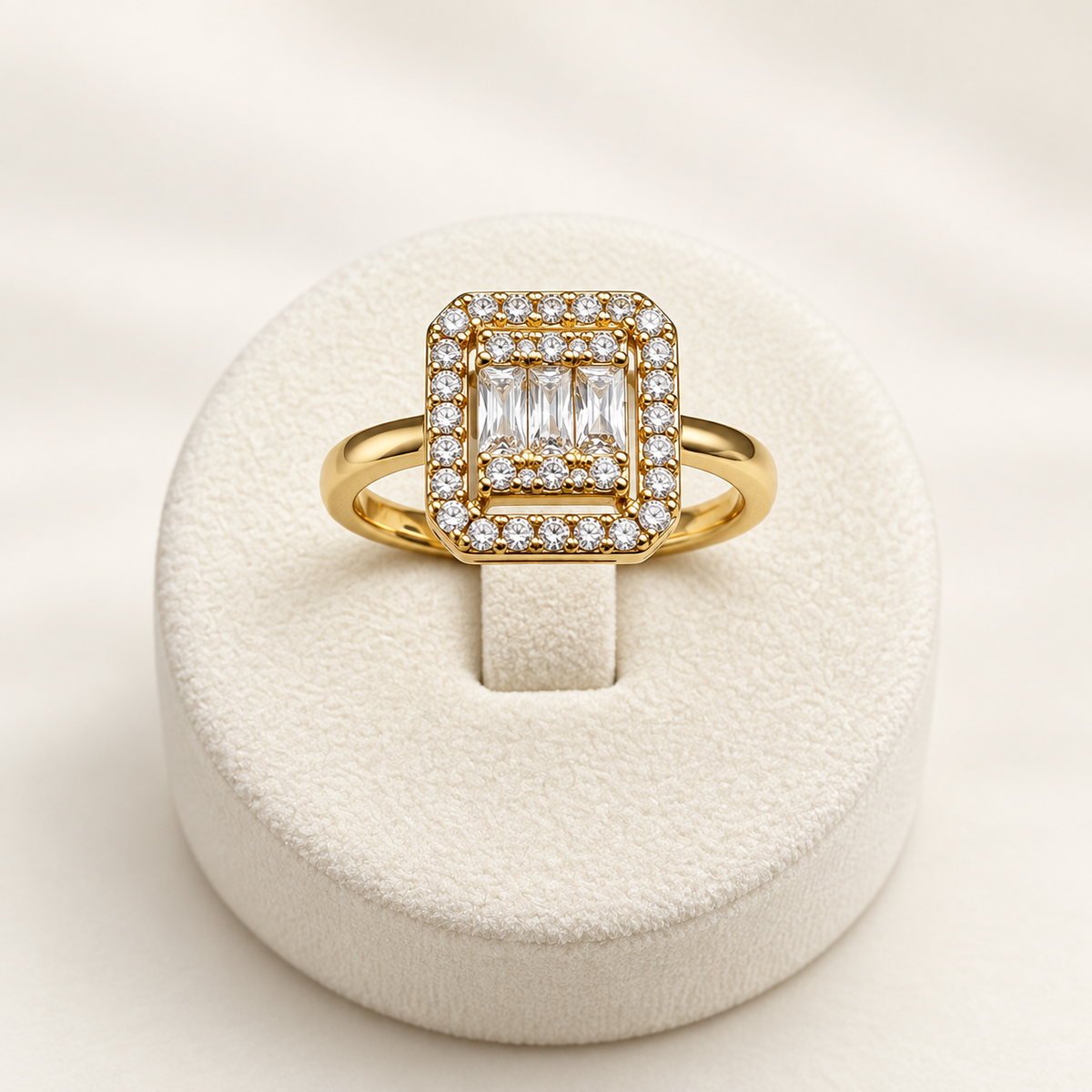 Golden Halo Crystal Ring