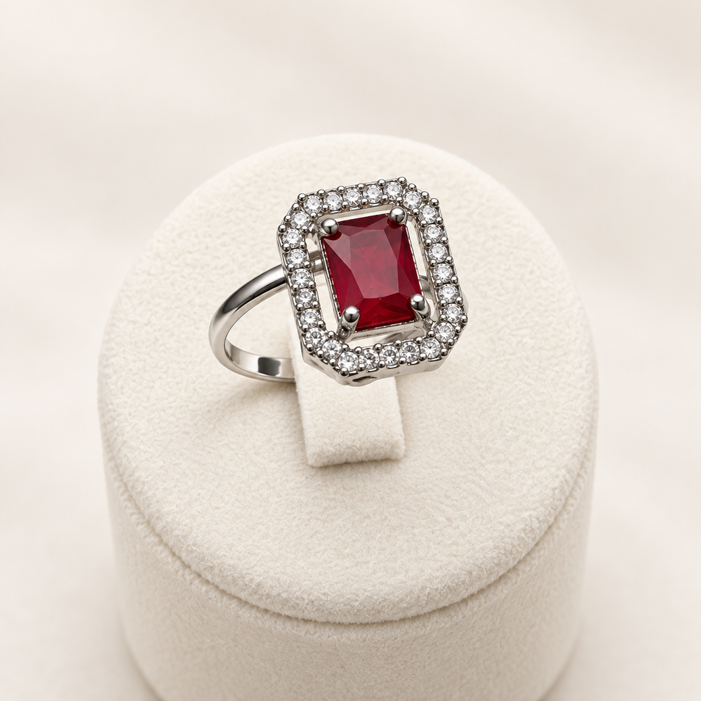 Ruby Halo Statement Ring