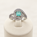 Aqua Halo Twist Ring
