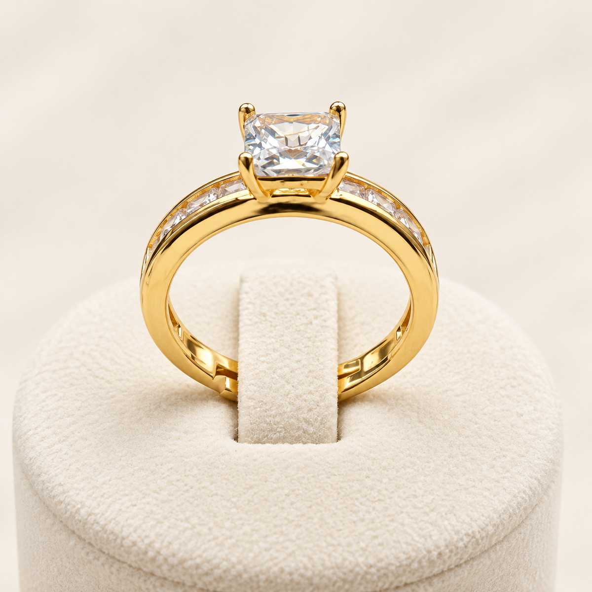 Golden Radiance Solitaire Ring