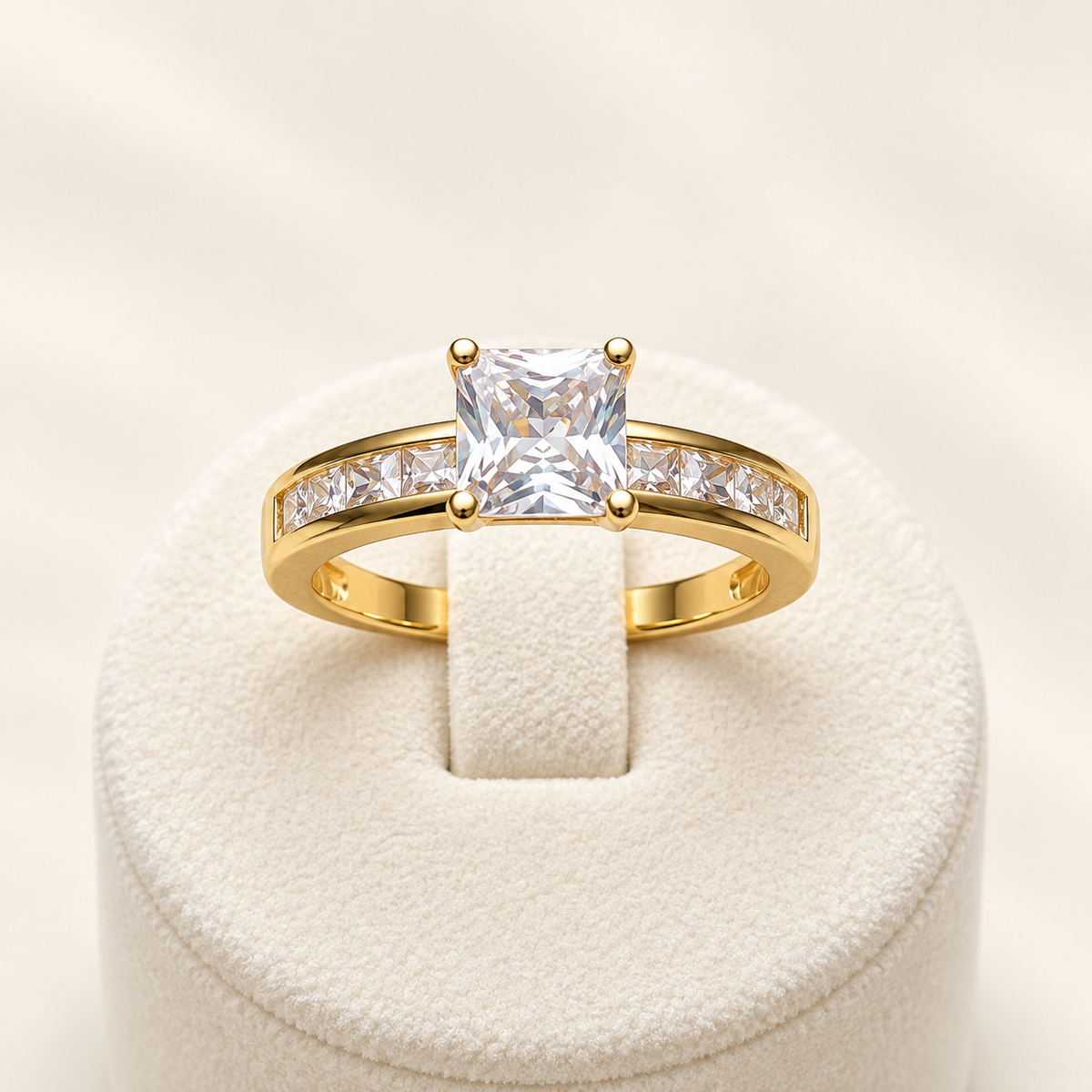 Golden Radiance Solitaire Ring